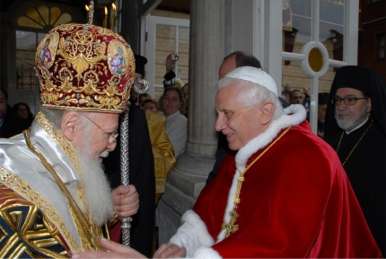 Pope Benedict XVI and Patriarch Bartholomew I of Constantinople