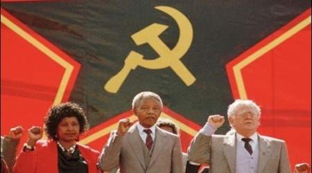 Nelson Mandela and the Communist flag