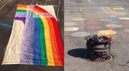 Gay flag burning