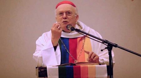 Cardinal Danneels in Rainbow vestments