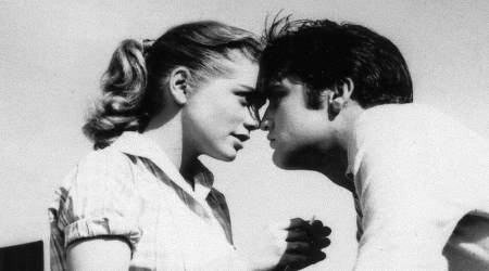 Elvis Presley with Dolores Hart, now a Benedictine nun, in the 1957 movie Loving You.