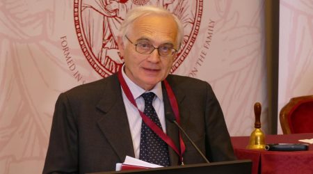 Professor Roberto de Mattei speaking at the 2019 Rome Life Forum at the Angelicum.