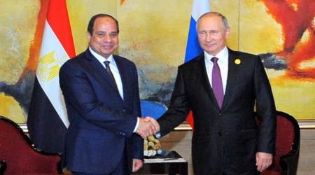 Sisi and Putin review the weapons of war