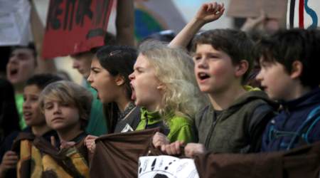 children protesting