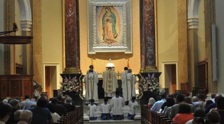 Cardinal Raymond Burke celebrates Mass at the Our Lady of Guadalupe Shrine in La Crosse, Wisconsin. 