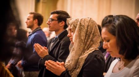 Young Catholics pray at a Solemn High Pontifical Latin Mass at the Basilica of the National Shrine of the Immaculate Conception in Washington, D.C. on November 16, 2019. Archbishop Salvatore Cordileone offered the Mass. 