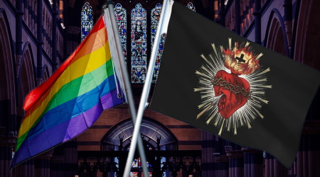 ‘Pride Month’ and Sacred Heart flags