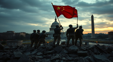 Chinese flag over the White House 